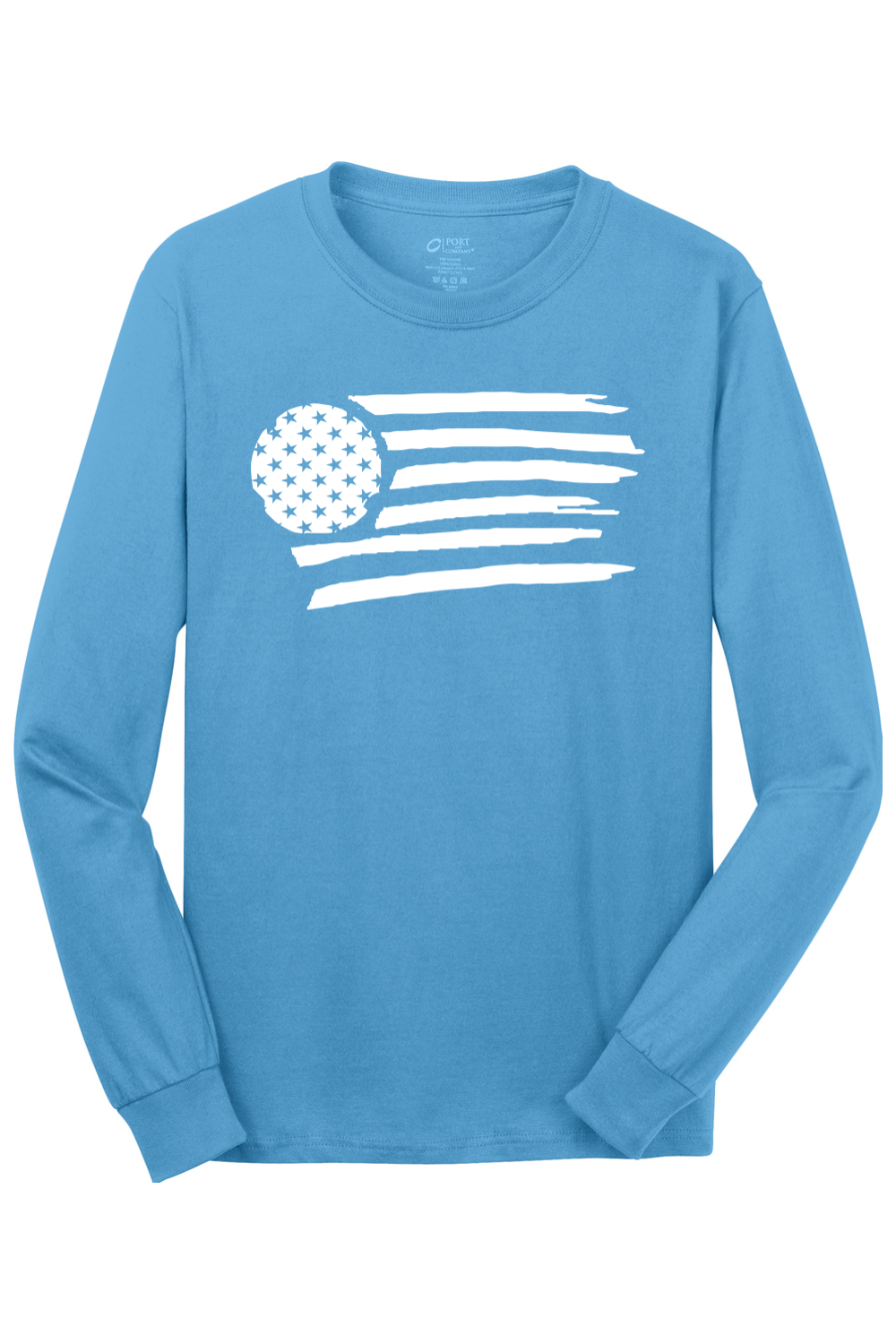 Port & Company Long Sleeve Core Cotton Tee Aquatic Blue