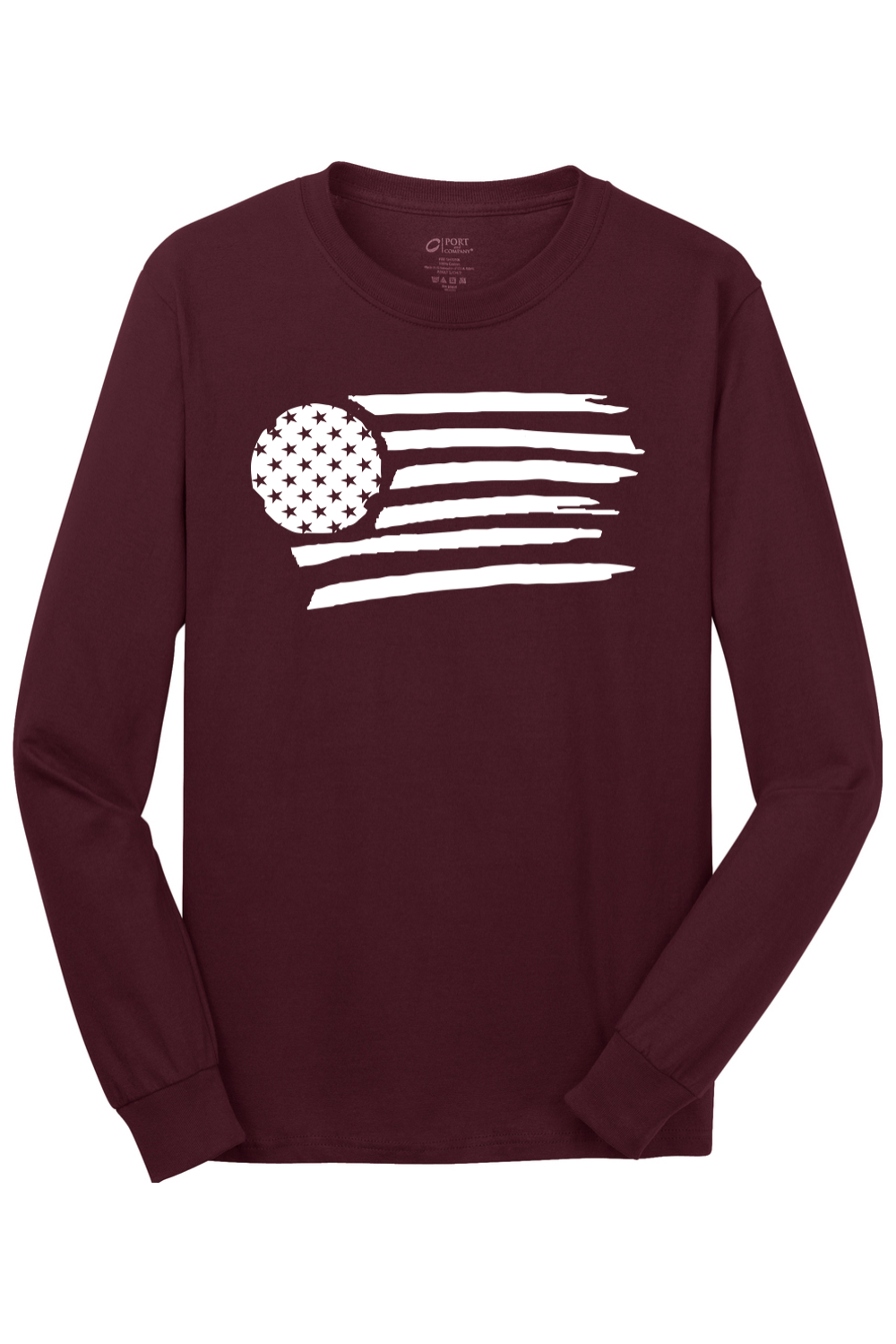 Port & Company Long Sleeve Core Cotton Tee Athletic Maroon