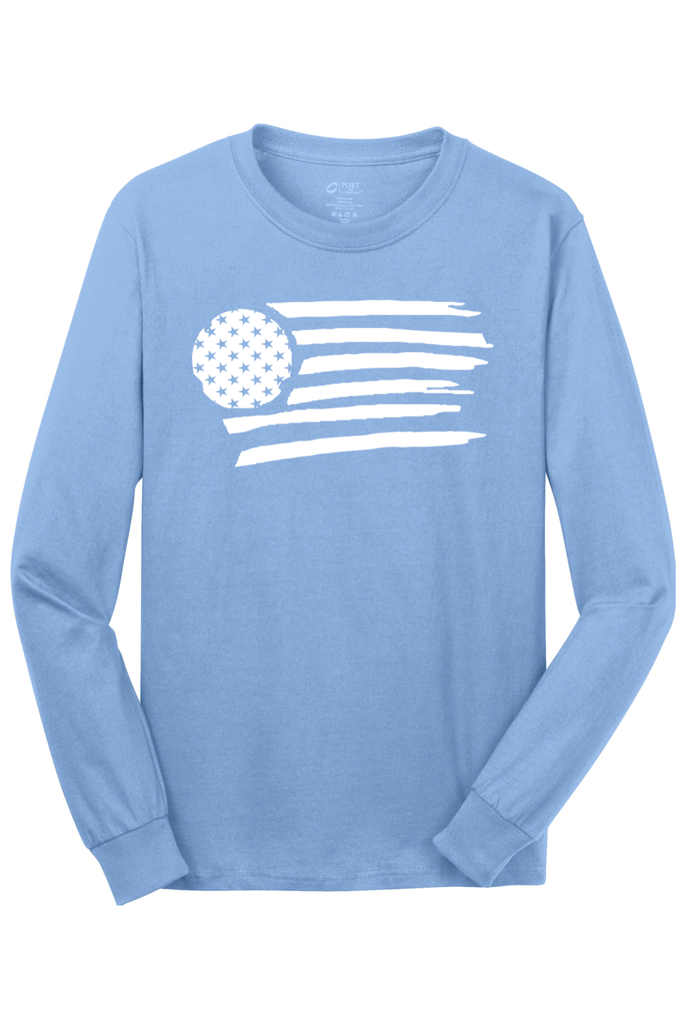 Port & Company Long Sleeve Core Cotton Tee Light Blue