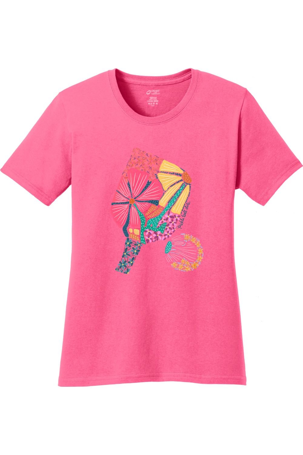 Port & Company Ladies Core Cotton Tee Neon Pink