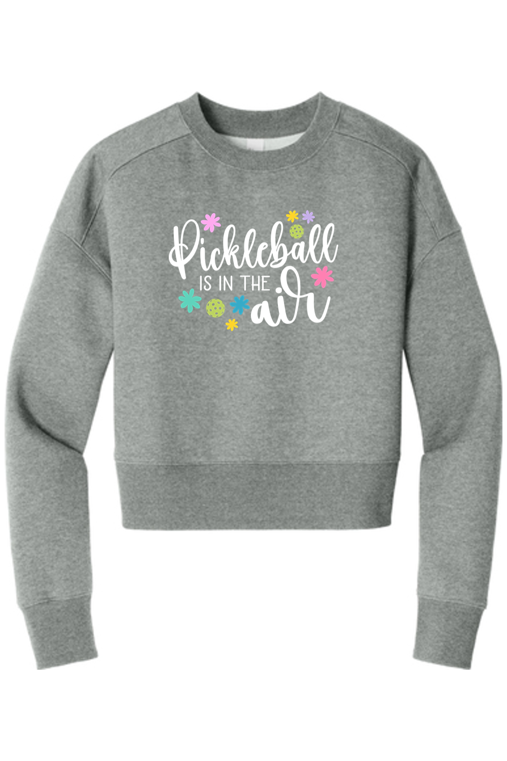 District Women’s Perfect Weight Fleece Cropped Crew Heathered Steel