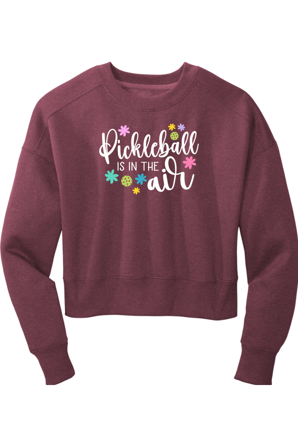 District Women’s Perfect Weight Fleece Cropped Crew Heathered Loganberry
