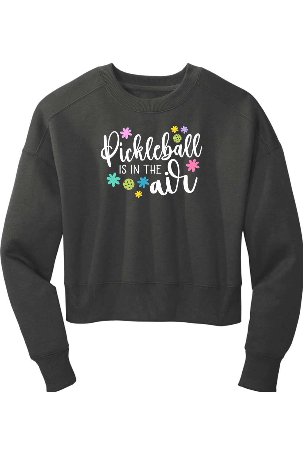 District Women’s Perfect Weight Fleece Cropped Crew Charcoal