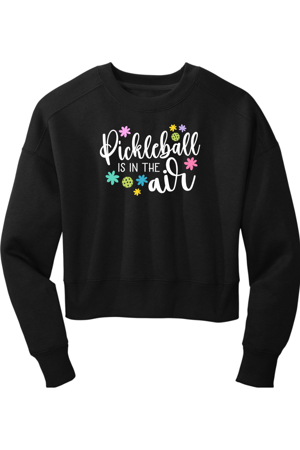 District Women’s Perfect Weight Fleece Cropped Crew Jet Black