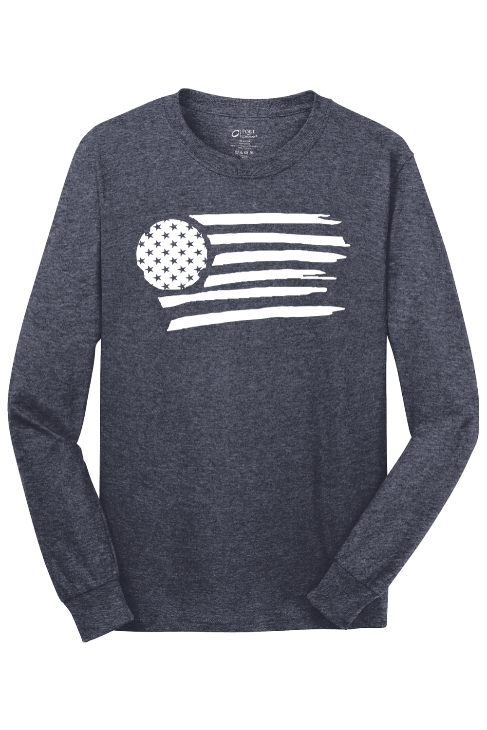 Port & Company Long Sleeve Core Cotton Tee Heather Navy