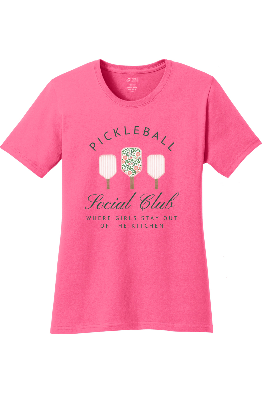 Port & Company Ladies Core Cotton Tee Neon Pink
