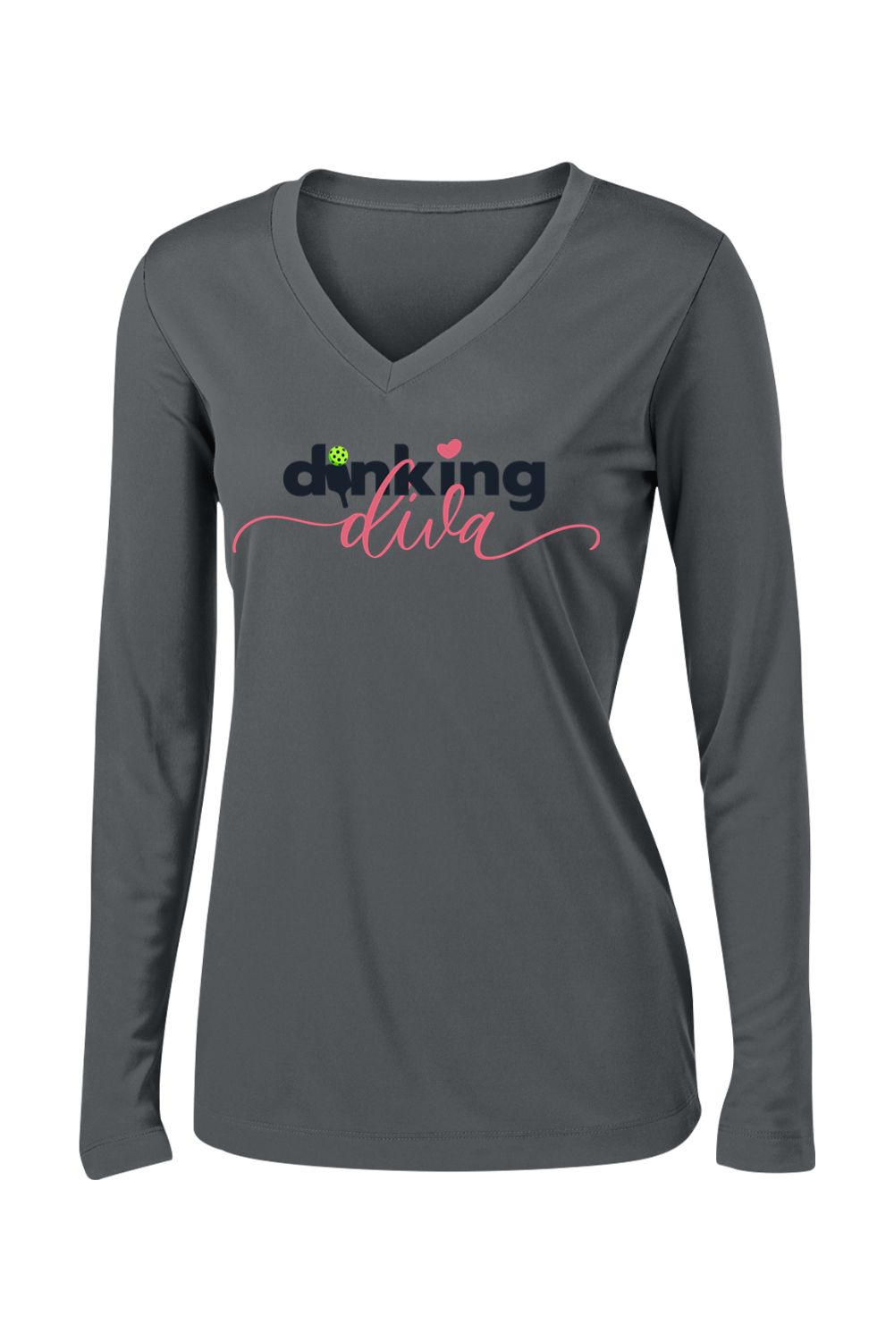 Sport-Tek Ladies PosiCharge Competitor Long Sleeve V-Neck Tee Iron Grey