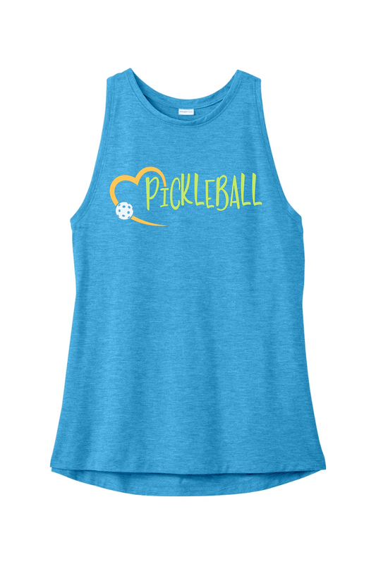 Sport-Tek Ladies PosiCharge Tri-Blend Wicking Tank Pond Blue Heather