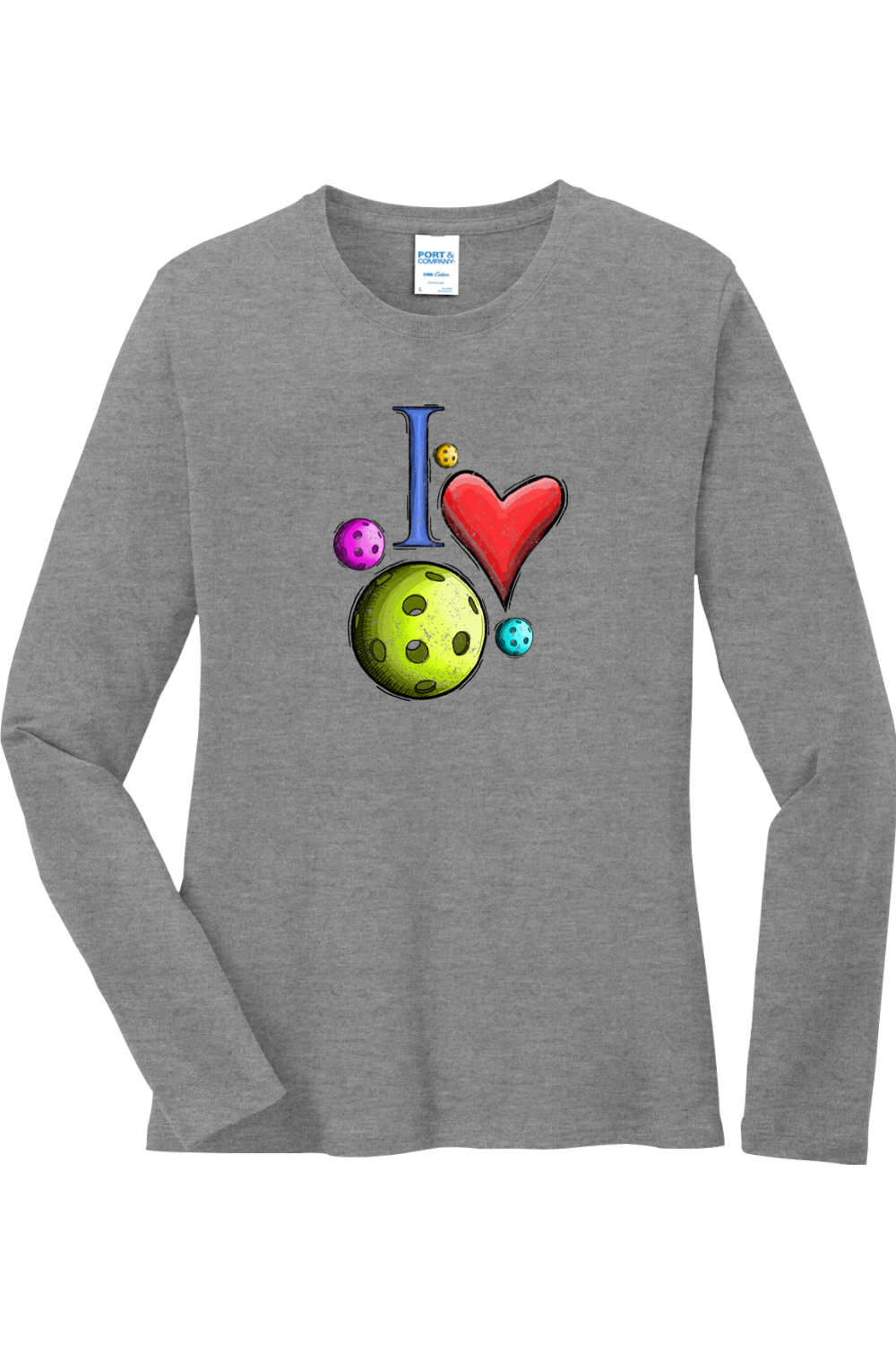 Port & Company Ladies Long Sleeve Core Cotton Tee Athletic Heather
