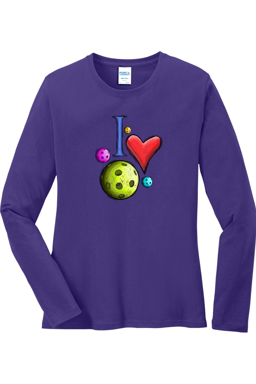 Port & Company Ladies Long Sleeve Core Cotton Tee Purple
