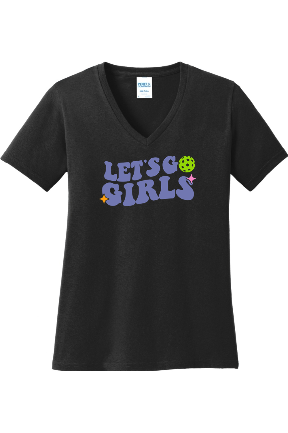 Port & Company Ladies Core Cotton V-Neck Tee Jet Black
