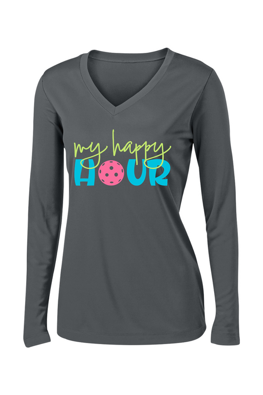 Sport-Tek Ladies PosiCharge Competitor Long Sleeve V-Neck Tee Iron Grey