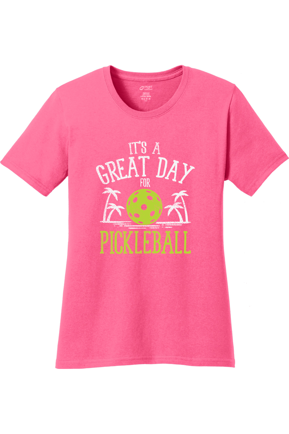 Port & Company Ladies Core Cotton Tee Neon Pink