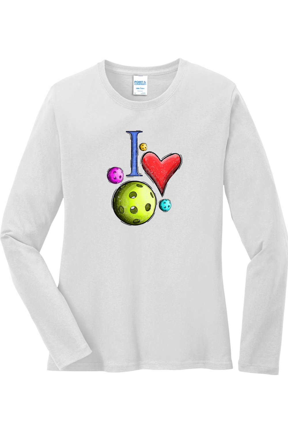 Port & Company Ladies Long Sleeve Core Cotton Tee White